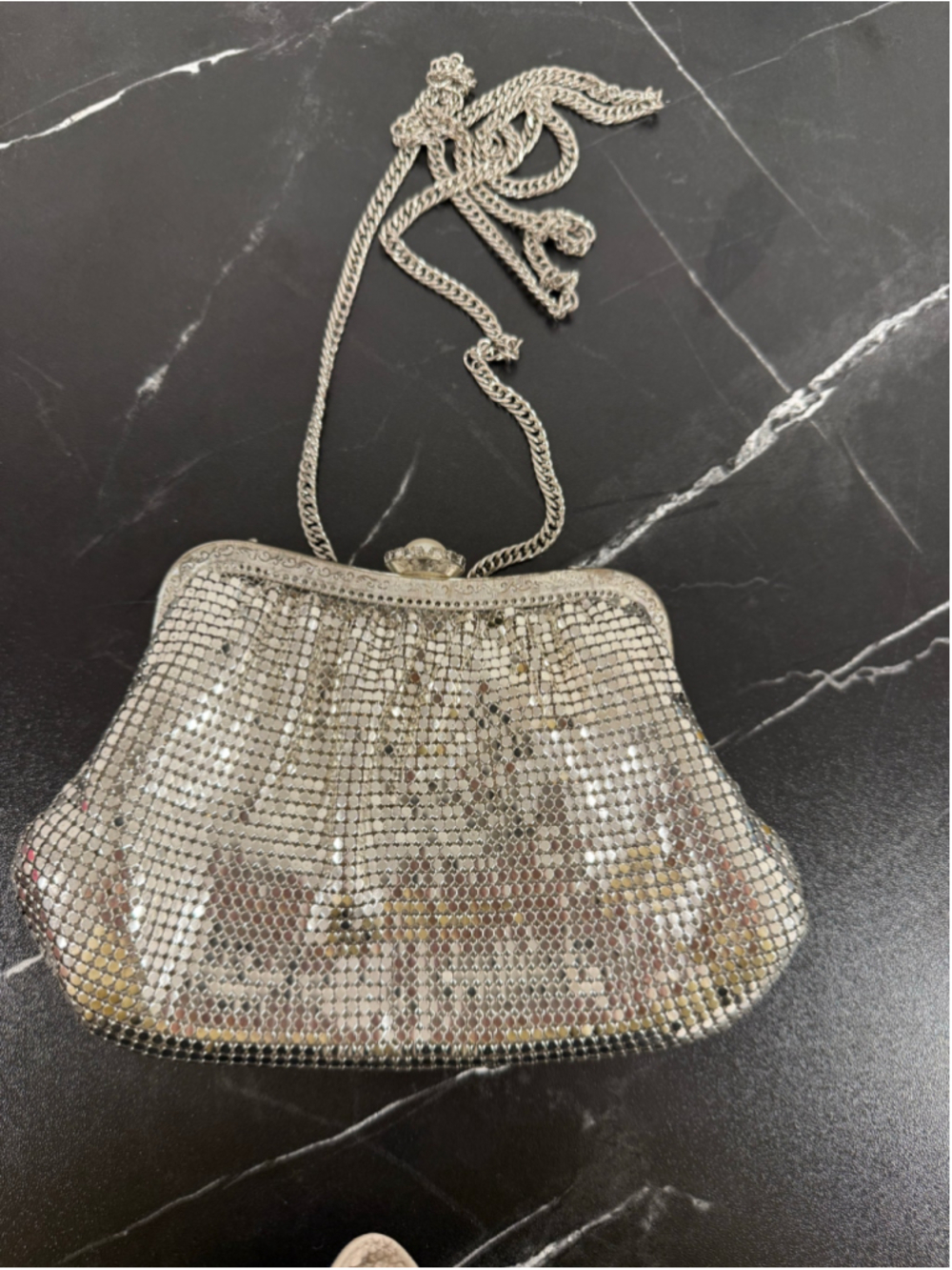 Vintage Whiting & Davis Silver Mesh Clutch Bag Purse Christmas wedding holiday